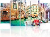 Schilderij , Gracht in Venetië , Multikleur ,4 maten , 5 luik , wanddecoratie , Premium print , XXL