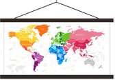 Mappemonde colorée pour affiche textielposter enfant lattes noir 150x75 cm - Tirage photo sur plaque scolaire (décoration murale salon / chambre)