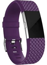 Fitbit Charge 2 diamant silicone band - paars - Maat S