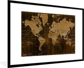 Fotolijst incl. Poster - Klassieke wereldkaart in het bruin - 120x80 cm - Posterlijst