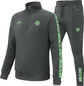 Malelions Sport Quarterzip Tracksuit - Antraciet/Neon Green