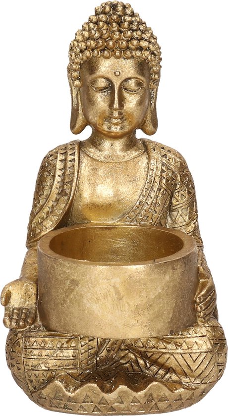 kennisgeving schudden Ook 1x Zittende Boeddha waxinelichthouder goud 14 cm -  Woondecoratie/woonaccessoires -... | bol.com