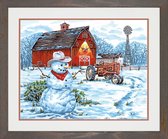Sneeuwpop op de boerderij Schilderen op nummer