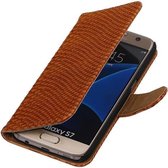 Wicked Narwal | Snake bookstyle / book case/ wallet case Hoes voor Samsung Galaxy S7 G930F Bruin