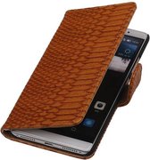 Wicked Narwal | Snake bookstyle / book case/ wallet case Hoes voor Huawei Mate S Bruin