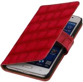 Wicked Narwal | Glans Croco bookstyle / book case/ wallet case Hoes voor Samsung Galaxy S4 mini i9190 Rood