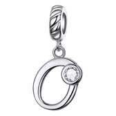 Tracelet - Zilveren bedels - Sierletter O bedel | Charm letter O Alfabetbedel | Met grote zirkonia | 925 Sterling Zilver - Pandora compatible - 925 Zilver Certificaat - In Leuke Ca