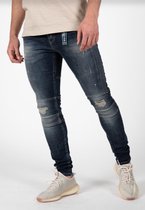 Jeans - jeans heren - jeans heren broeken - spijkerbroek heren - LEYON Ribbed Blue Jeans Spotted 2043-1