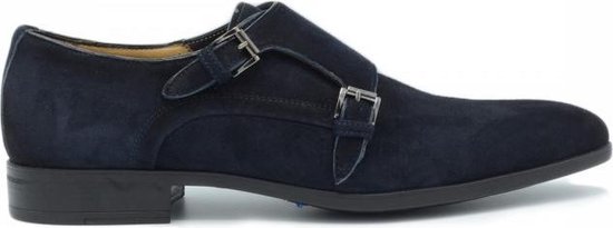 Giorgio - Amalfi Shoe Monk Strap Navy - Pointure 45cm - Chaussures à boucles en daim pour homme, double boucle