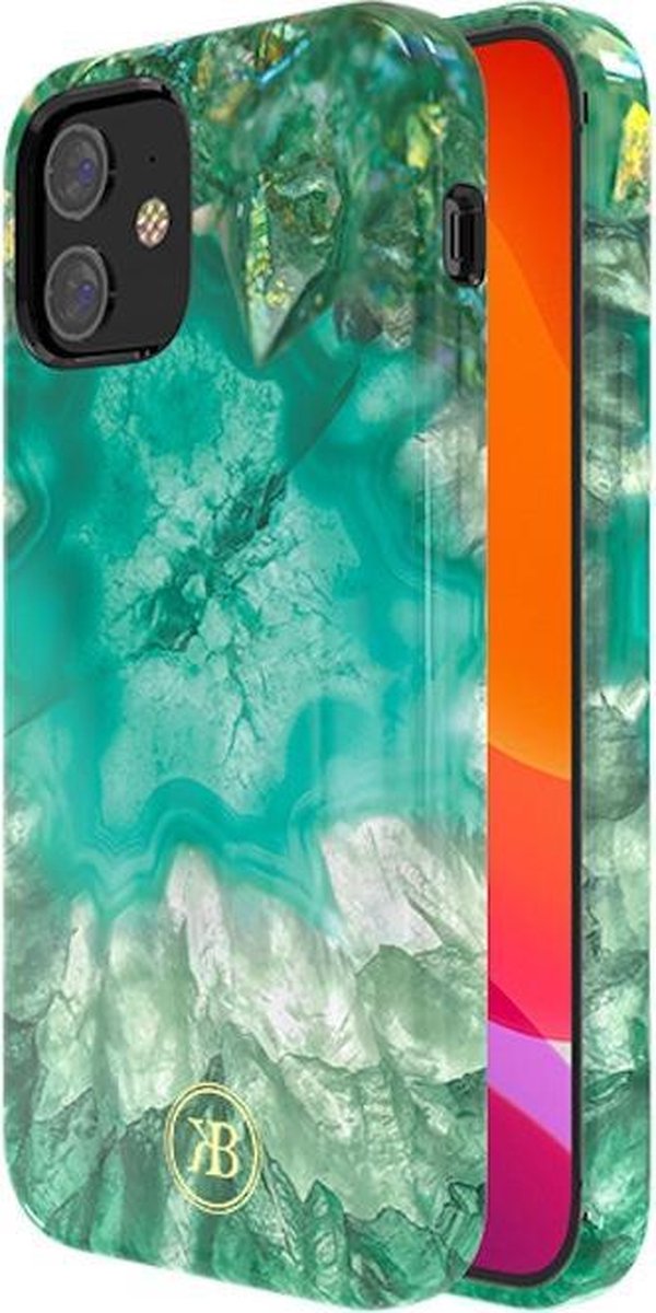 Kingxbar iPhone 12 Mini hoesje groen kristal - BackCover - anti bacterieel - Crystals from Swarovski