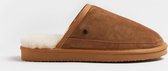 WE Fashion Heren pantoffels van suède met schapenvacht