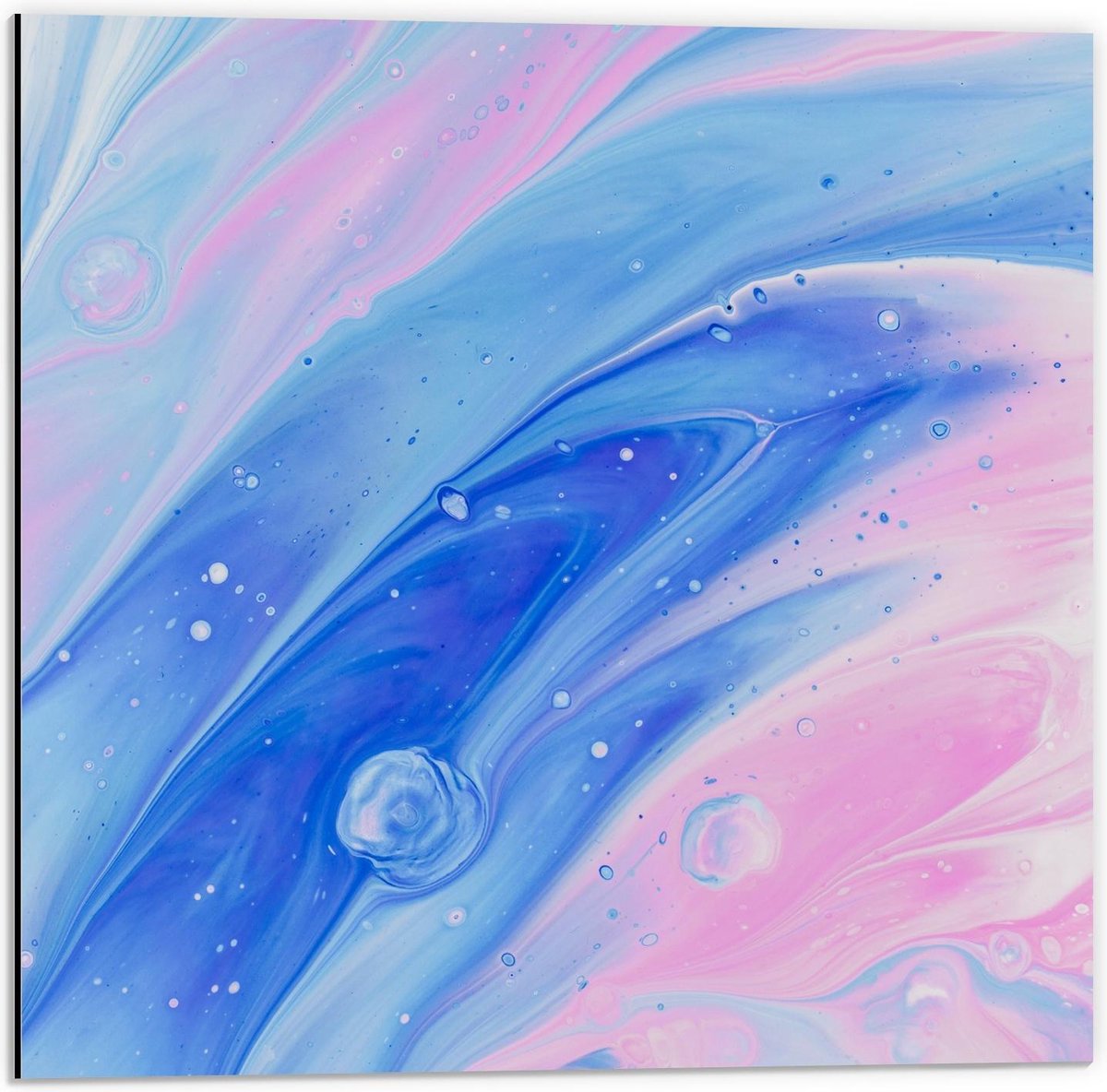 Dibond - Blauw/Roze Verf - 50x50cm Foto op Aluminium (Met Ophangsysteem)