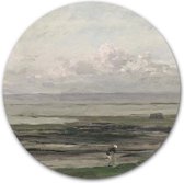 Wandcirkel Strand bij eb - WallCatcher | Aluminium 30 cm | Charles François Daubigny | Muurcirkel