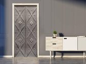 Sticky Decoration - Luxe Deursticker IJzeren deur symmetrisch grijs - op maat voor jouw deur