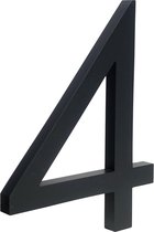 Milano Black Huisnummer 4 - 15 cm hoog - Aluminium - Groot Modern Zwart Huisnummer - Zwart huisnummer - Huisnummer Zwart