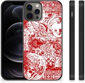 Back Case TPU Siliconen Hoesje Geschikt voor iPhone 12 Pro Max GSM Hoesje met Zwarte rand Angel Skull Red