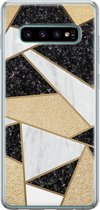 Samsung Galaxy S10 hoesje siliconen - Goud abstract - Soft Case Telefoonhoesje - Print / Illustratie - Goud