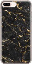 iPhone 8 Plus/7 Plus hoesje siliconen - Marmer zwart goud - Soft Case Telefoonhoesje - Marmer - Transparant, Zwart