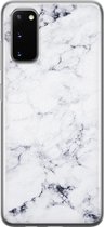 Leuke Telefoonhoesjes - Hoesje geschikt voor Samsung Galaxy S20 - Marmer grijs - Soft case - TPU - Marmer - Grijs