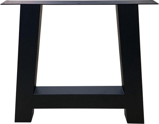 FLE - Stalen A tafelpoot 75 bij 10 cm en hoogte 72 cm zwart gepoedercoat (koker 10 x 10 cm)