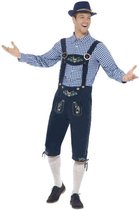 Smiffy's - Boeren Tirol & Oktoberfest Kostuum - Luxe Beierse Lederhosen Met Hemd Rutger - Man - Blauw - Medium - Bierfeest - Verkleedkleding