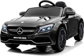 Mercedes C63 AMG - Elektrische Kinderauto - Zwart- 1 Persoons Kinderauto - Afstand Bestuurbaar - Muziek Module - 12v - Lederen stoelen - Rubberen banden