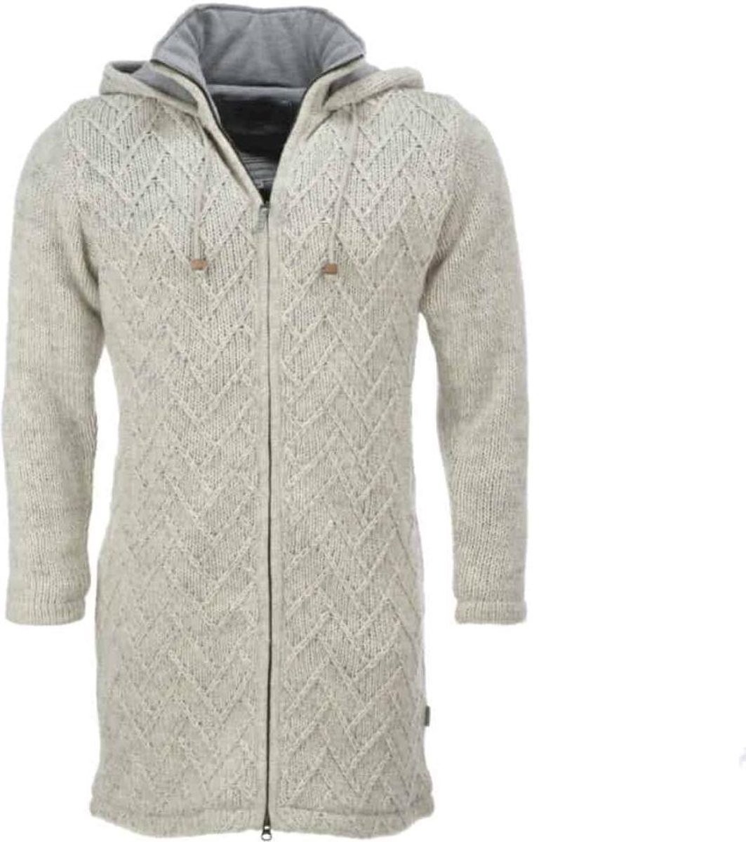 Pure Wool damesvest lang WJK-1709 Ecru - ecru - L