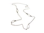 Zilveren halsketting halssnoer collier Model Email met witte email schakels