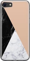 iPhone 8/7 hoesje siliconen - Marmer zwart bruin - Soft Case Telefoonhoesje - Marmer - Transparant, Bruin