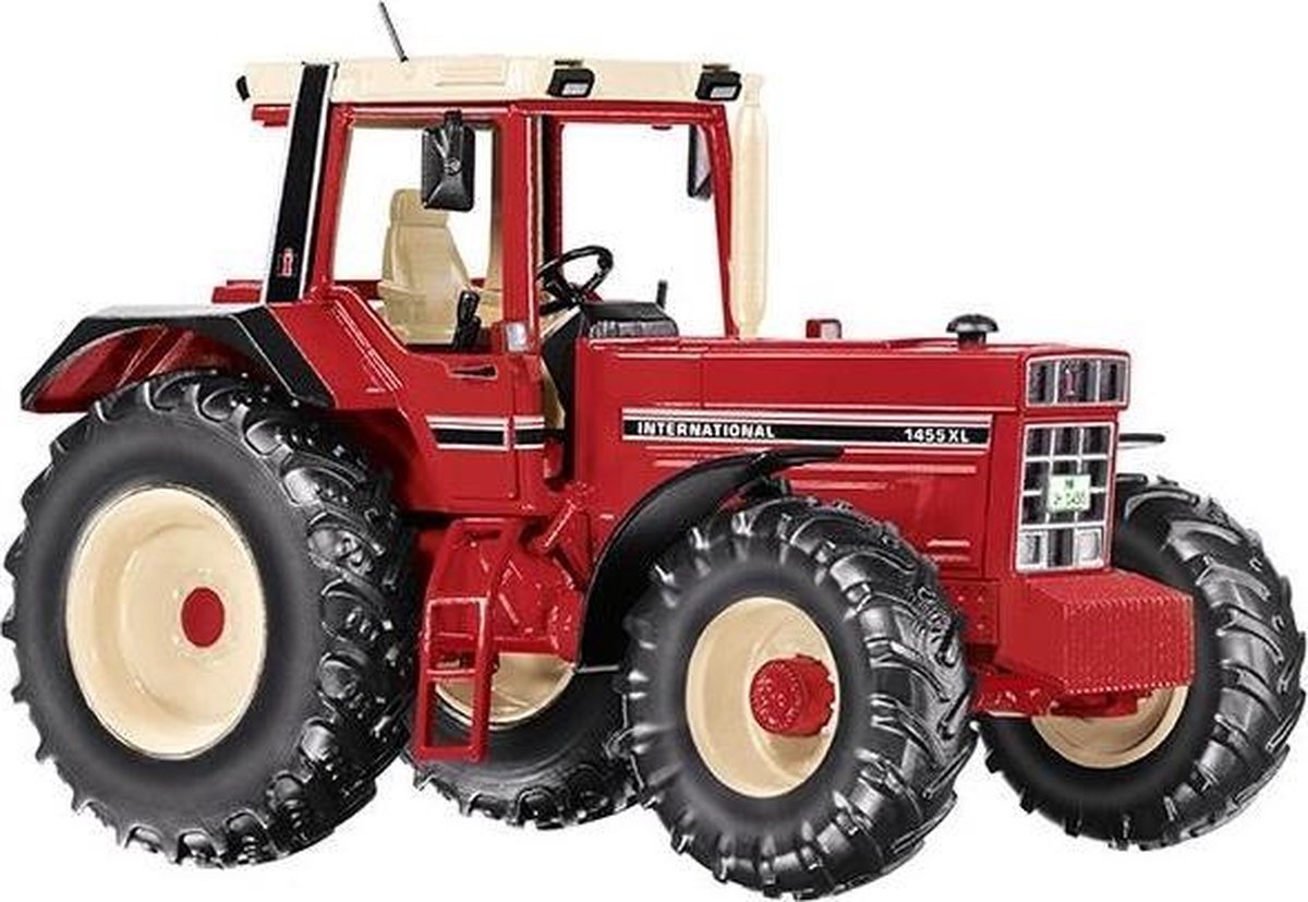 WIKING 077852 IHC 1455 XL Model-tractor, 1:32, metaal/kunststof, vanaf 14 jaar, verwisselbare uitlaatpijpen, verwijderbaar contragewicht, deuren kunnen open
