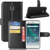 Nokia 2 Hoesje Wallet Case Zwart