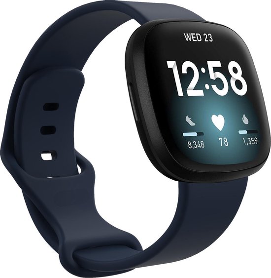 YONO Bandje geschikt voor Fitbit Versa 4 / 3 / Sense – Siliconen – Donkerblauw – Large