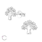 Zilver oorsteker levensboom met zirkonia | Silver tree of life Ear Studs | oorbellen dames | zilverana | Sterling 925 Silver | sieraden vrouw