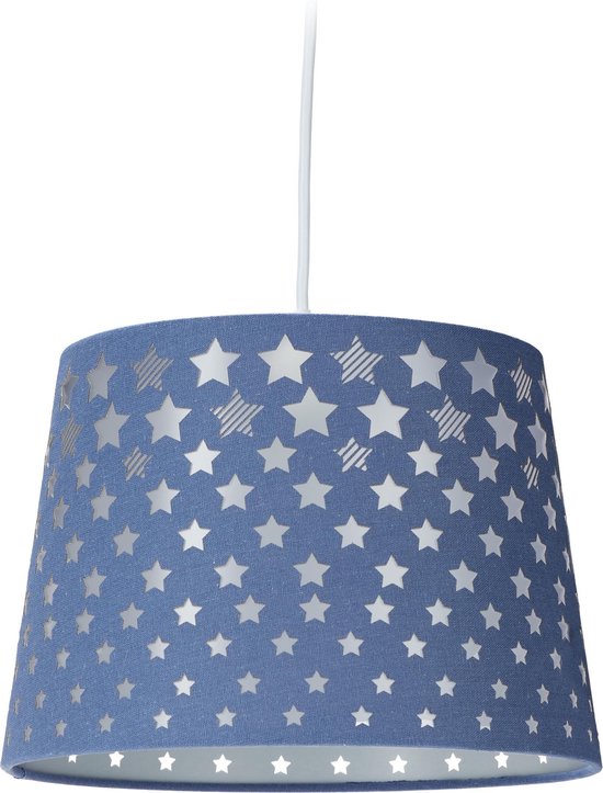 Children's étoiles blanches sur bleu pâle Tissu Abat-Jour Plafond ou Lampe Abat-jour