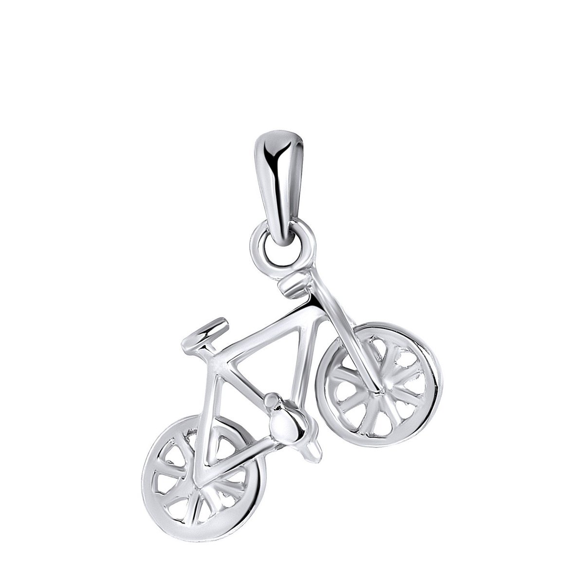 Lucardi Dames Zilveren hanger fiets - Hanger - 925 Zilver - Zilverkleurig