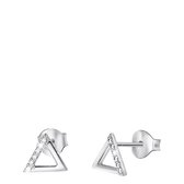 Lucardi Dames Oorbellen driehoek met zirkonia - Oorbellen - Cadeau - Echt Zilver - Zilverkleurig