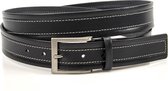JV Belts Mooie zwarte pantalon riem - heren en dames riem - 3.5 cm breed - Zwart - Echt Leer - Taille: 100cm - Totale lengte riem: 115cm