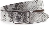 Leren witte dames riem slangenprint 4 cm breed - Wit met Grijs - Casual - Echt Leer - Taille: 105cm - Totale lengte riem: 120cm