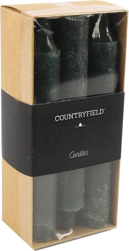 Set van 6 kaarsen Countryfield 14cm | Donkergroen