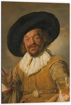 Dibond - Oude meesters - De vrolijke drinker, Frans Hals, ca. 1628 - ca. 1630 - 60x90cm Foto op Aluminium (Met Ophangsysteem)