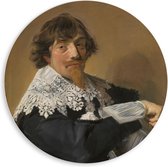 Forex Wandcirkel - Oude meesters - Portret van een man, Frans Hals, ca. 1635 - 80x80cm Foto op Wandcirkel (met ophangsysteem)