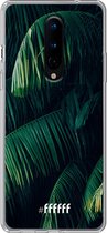 6F hoesje - geschikt voor OnePlus 8 -  Transparant TPU Case - Palm Leaves Dark #ffffff