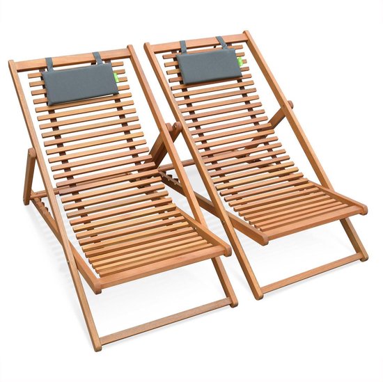 sweeek - Set van twee houten strandstoelen bilbao