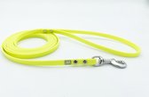 Miqdi BioThane hondenriem – neon geel – 9 mm breed - 2 meter lang - met handvat
