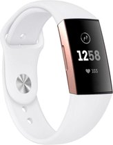 Siliconen Smartwatch bandje - Geschikt voor  Fitbit Charge 3 sport bandje - wit - Maat: L - Horlogeband / Polsband / Armband