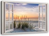 Schilderij Raam op het strand, 2 maten, multi-gekleurd, Premium print