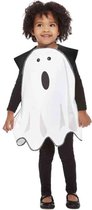 Smiffy's - Spook & Skelet Kostuum - Wit Spook Tuniek Kind Kostuum - Wit / Beige - Maat 116 - Halloween - Verkleedkleding