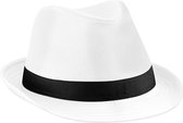 Beechfield Unisex Fedora Hat (Wit/zwart)