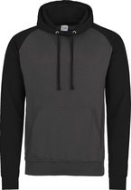 Awdis Gewoon Hoods Volwassenen Unisex Two Tone Hooded Honkbal Sweatshirt/Hoodie (Houtskool/Jet zwart)