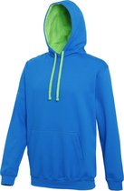 Awdis Varsity Hooded Sweatshirt / Hoodie (Saffierblauw/ limoengroen)
